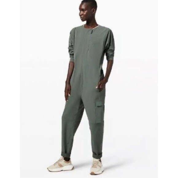 Lululemon Lab Reykur Jumpsuit Green Large Long Sleeve One-Piece Gender Neutral - Picture 1 of 14